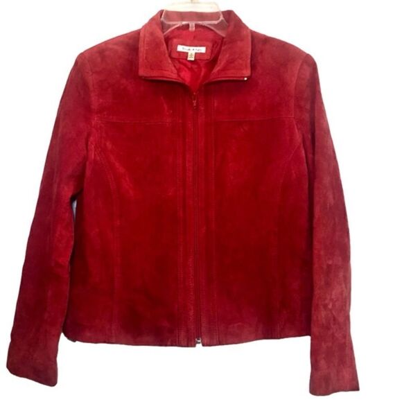 Yvonne Marie 90’s Vintage Suede Jacket in Red Women’s 10 - Picture 1 of 9